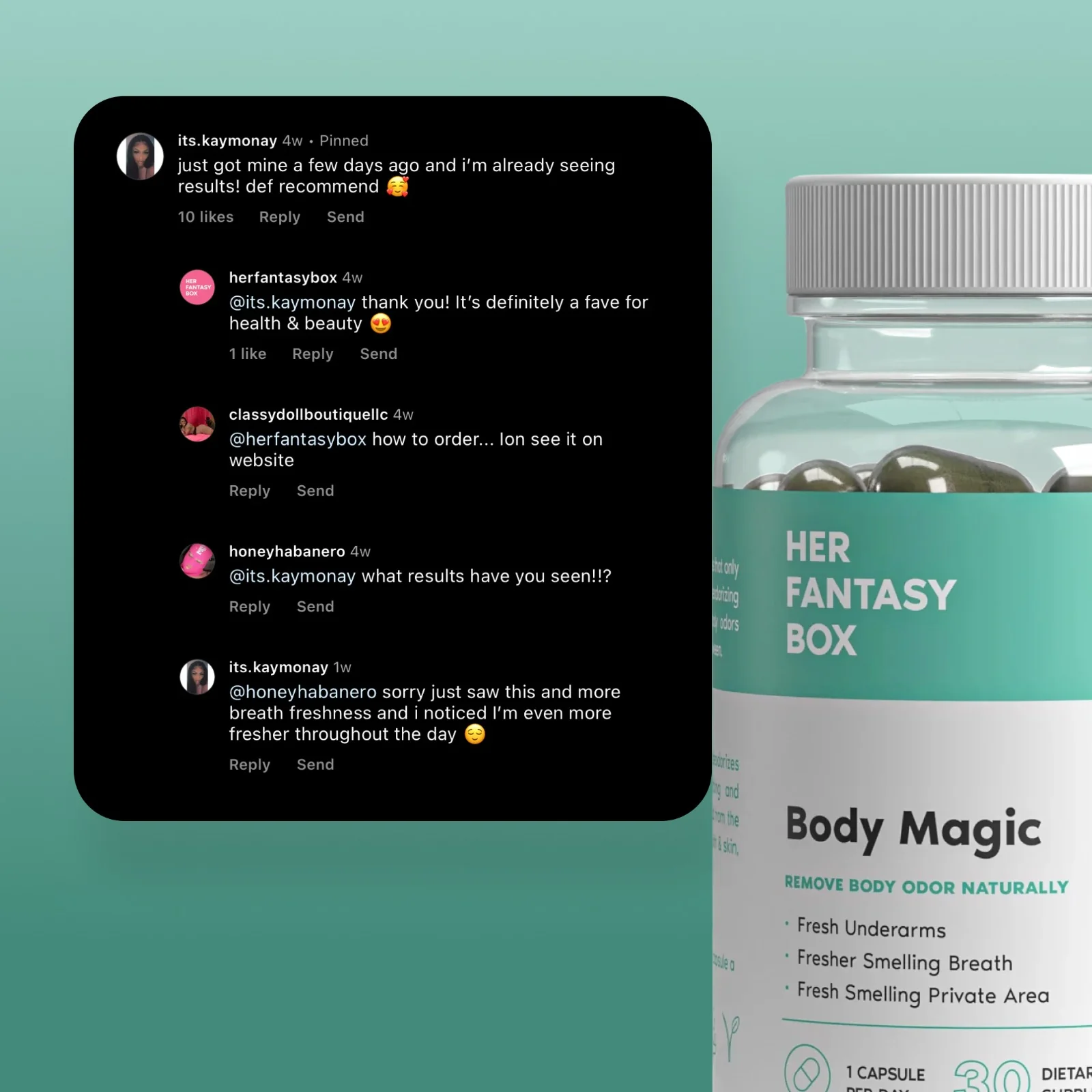 Body Magic Chlorophyll Pill - For Body Odor, Detox & Skin - Image 6